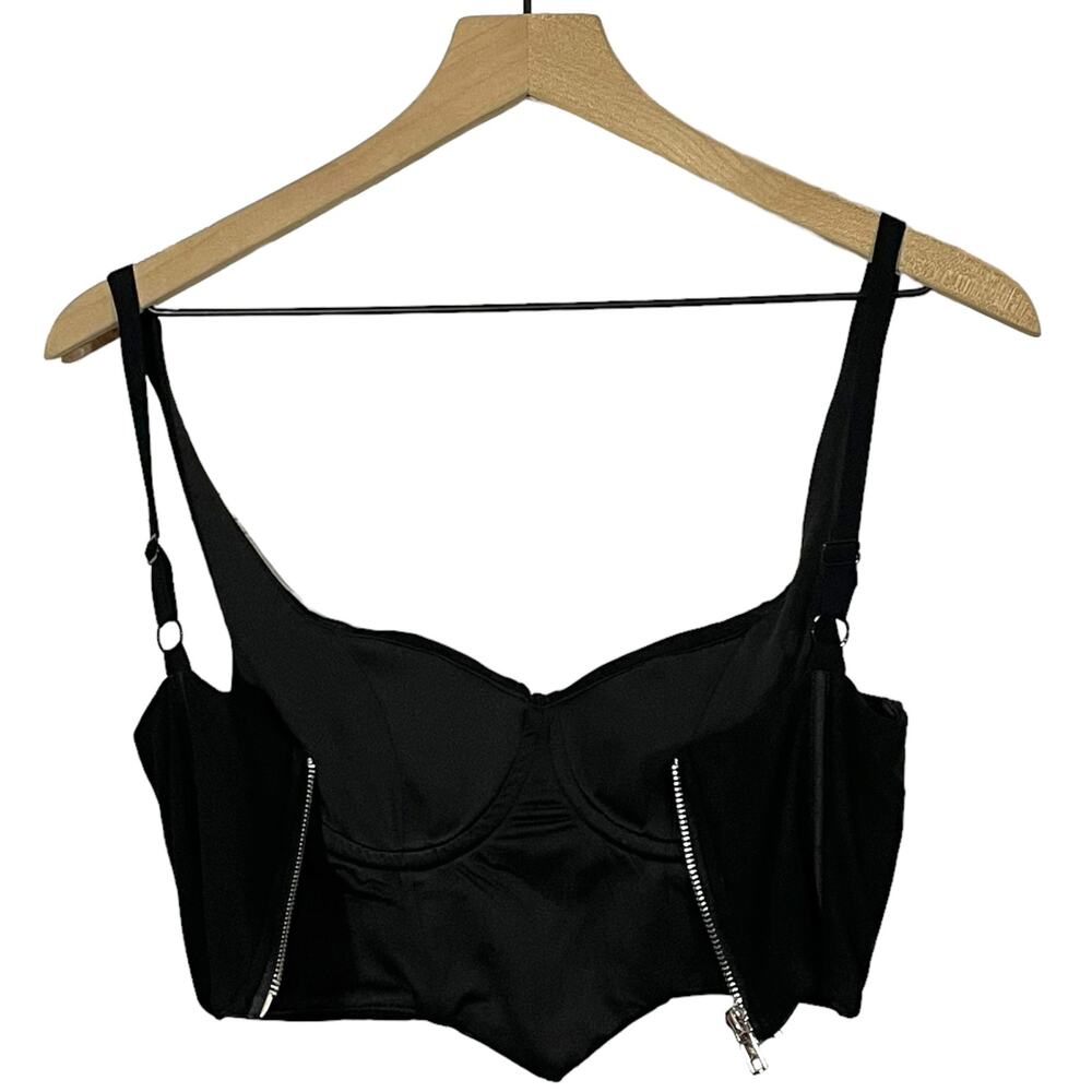 White Fox Cropped Corset Top - Black - Small - Picture 4 of 10
